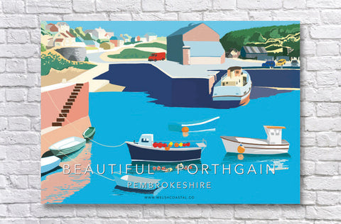 Beautiful Porthgain A3 Retro Style Poster