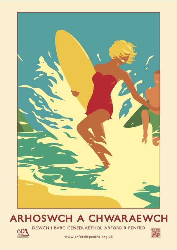 Pembrokeshire Coast National Park Poster - Stay And Play - Welsh