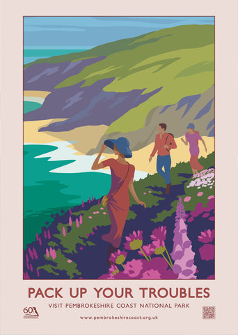 Pembrokeshire Coast National Pack Up Your Troubles Poster