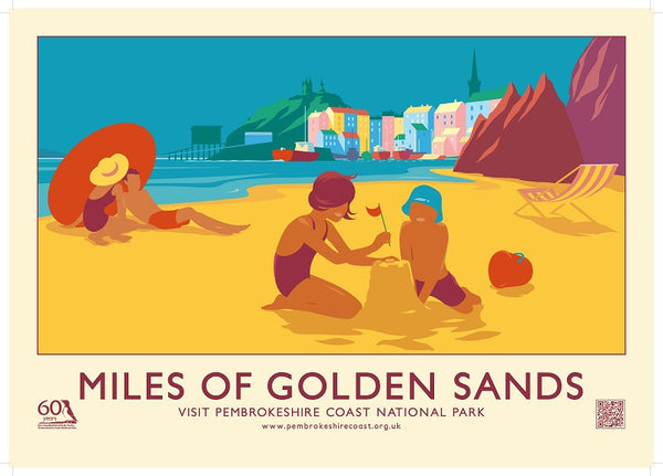 Tenby - Miles Of Golden Sandy Retro Poster